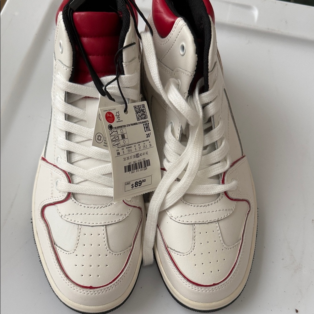 NWT White and Red Zara Sneakers
